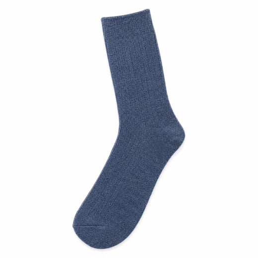 Dusty Blue Soft Ribbed Wool Warmth Socks